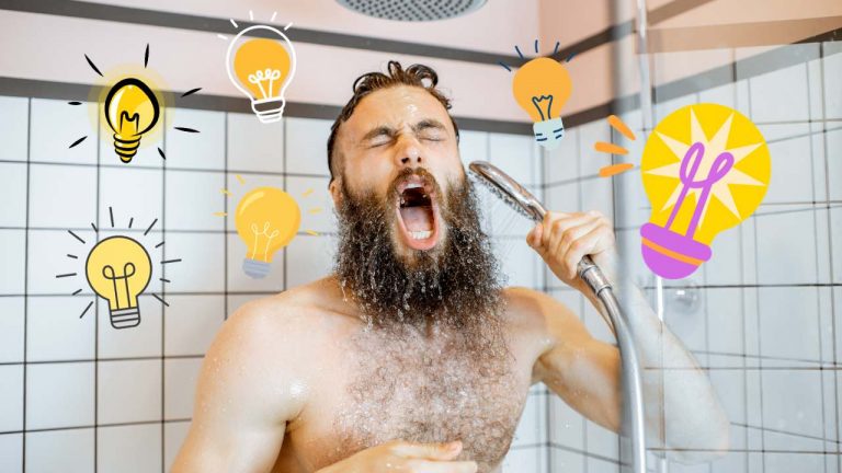 tener ideas creativas para el negocio o la empresa en la ducha
